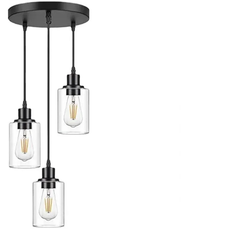 Linear Iron and Glass Chandelier