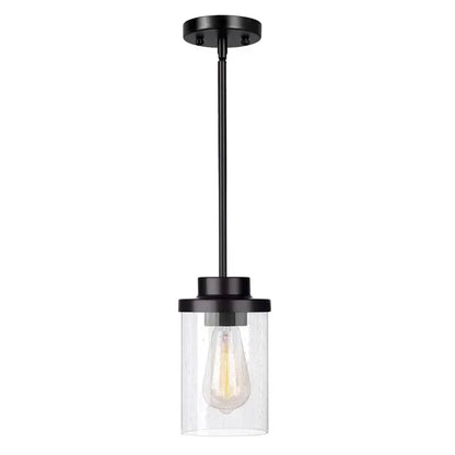 Linear Iron and Glass Chandelier