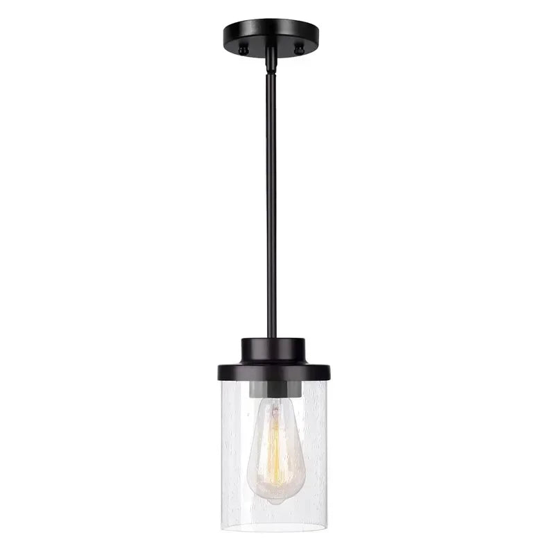 Linear Iron and Glass Chandelier