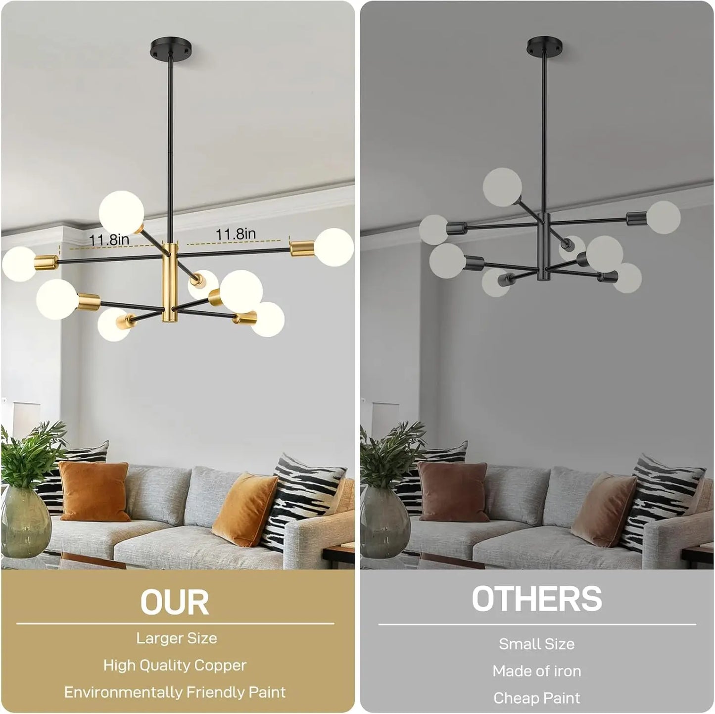 Adjustable Mid-Century Brass Sputnik Chandelier