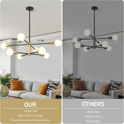 Adjustable Mid-Century Brass Sputnik Chandelier