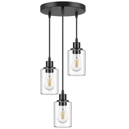 Linear Iron and Glass Chandelier
