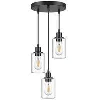 Linear Iron and Glass Chandelier