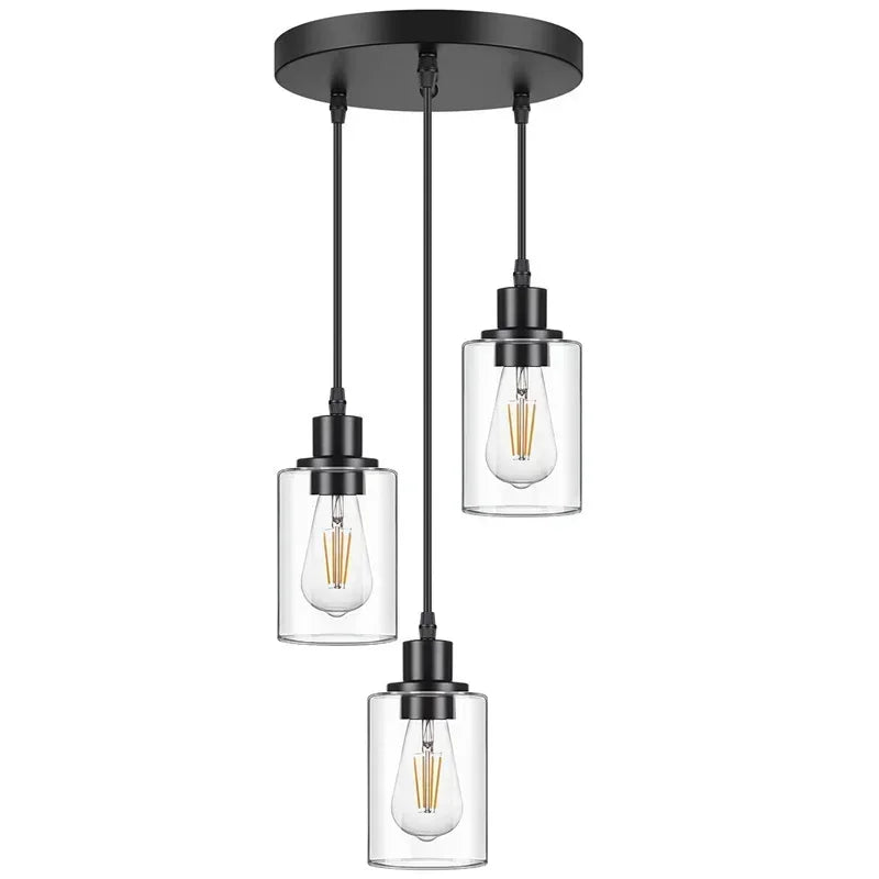 Linear Iron and Glass Chandelier
