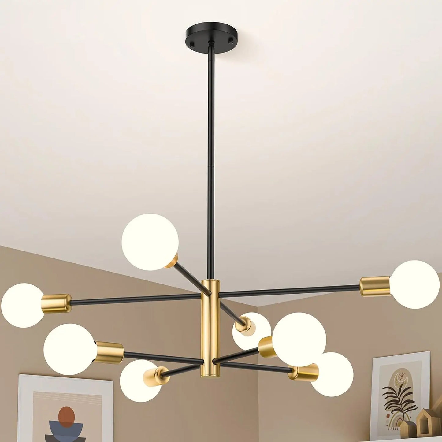 Adjustable Mid-Century Brass Sputnik Chandelier